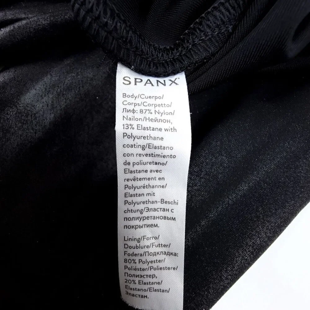 SPANX Faux Leather High Rise Slim Compression Leggings Womens Medium Vegan Black